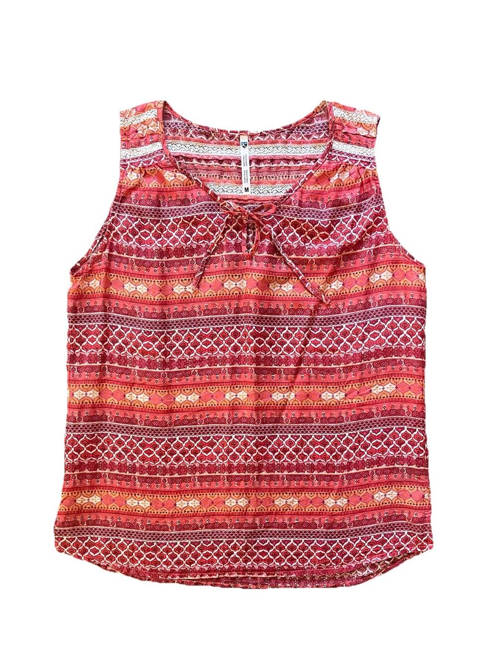 Kuhl Tie Tank Top Womens Size M Silk Organic Cotton Pink Red Sustainable Hiking